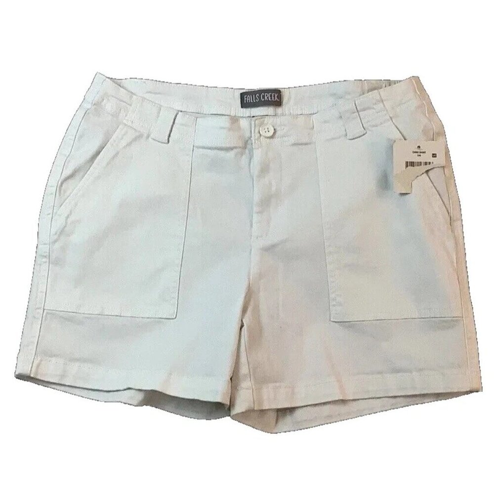 New Falls Creek Chino Shorts White Stretch Mid-Rise Womens Size 12
